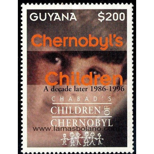SELLOS GUYANA 1997 - CHERNOBYL 10 ANIVERSARIO DEL DESASTRE - 1 VALOR - CORREO