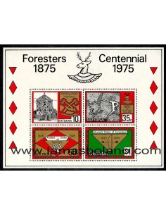 SELLOS GUYANA 1975 - ANTIGUA ORDEN DE GUARDIAS FORESTALES CENTENARIO - HOJITAS BLOQUE