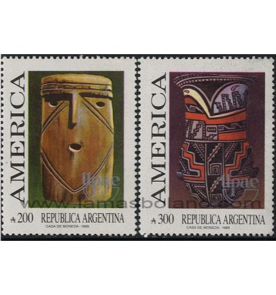 SELLOS DE ARGENTINA 1989 - UPAE SERIE AMERICA - 2 VALORES - CORREO
