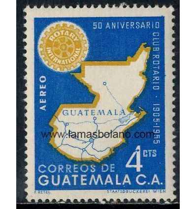 SELLOS GUATEMALA 1956 - ROTARY INTERNACIONAL 50 ANIVERSARIO - 1 VALOR FIJASELLO - AEREO