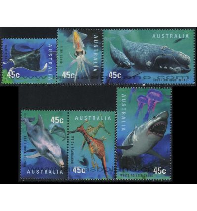 SELLOS DE AUSTRALIA 1998 - EL OCEANO Y SU FAUNA MARINA - 6 VALORES - CORREO
