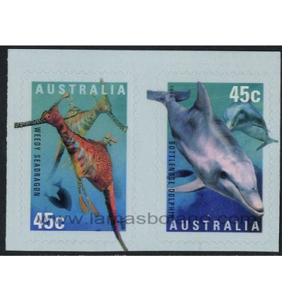 SELLOS DE AUSTRALIA 1998 - EL OCEANO Y SU FAUNA MARINA - 2 VALORES AUTOADHESIVOS - CORREO