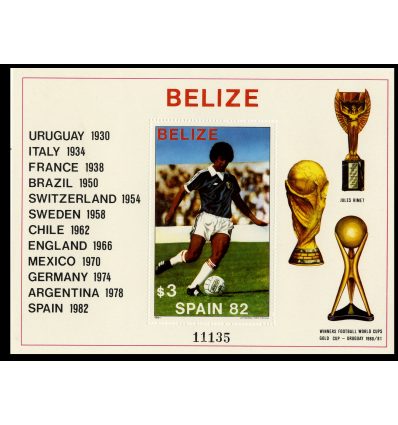 SELLOS DE BELIZE 1981 - ESPAÑA 82 COPA DEL MUNDO DE FUTBOL FIFA - HOJITA BLOQUE