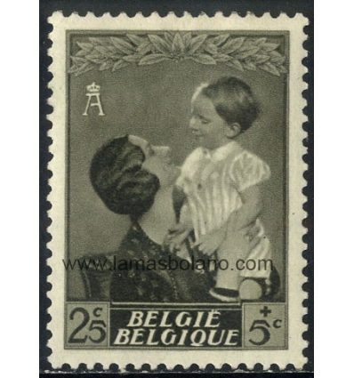 SELLOS BELGICA 1937 - A BENEFICIO DEL MONUMENTO DE LA REINA ASTRID Y OBRAS DIVERSAS - BALDUINO - 1 VALOR SIN GOMA - CORREO