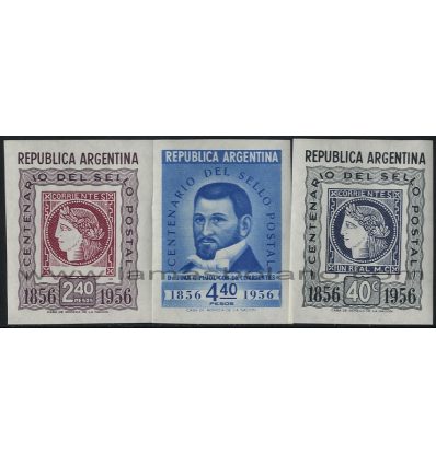 SELLOS DE ARGENTINA 1956 - CENTENARIO DEL SELLO DE CORRIENTES - 3 VALORES - CORREO